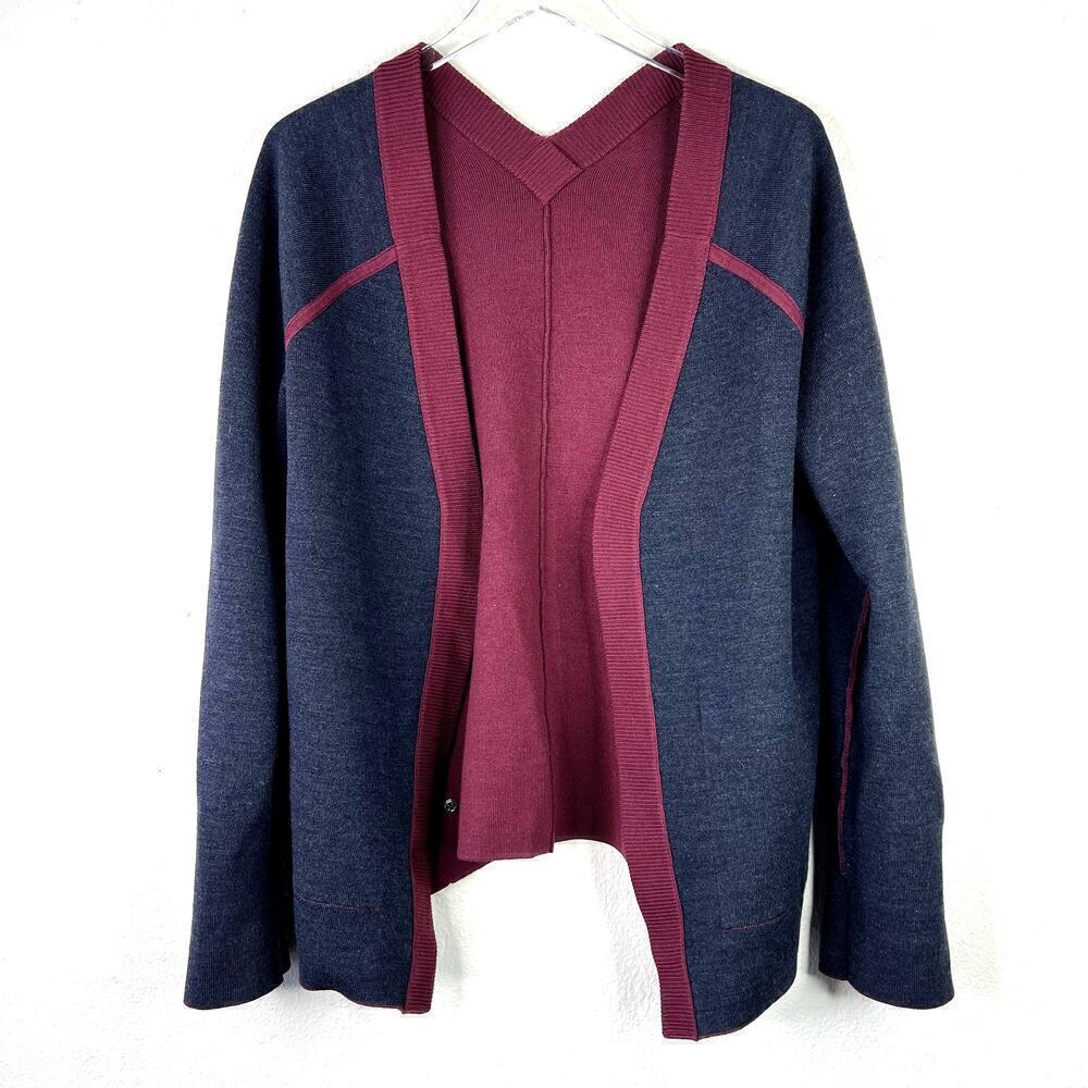 Lululemon Reverse Me Wrap Cardigan Sweater Reversible Merino Wool Red Gray - Picture 5 of 7